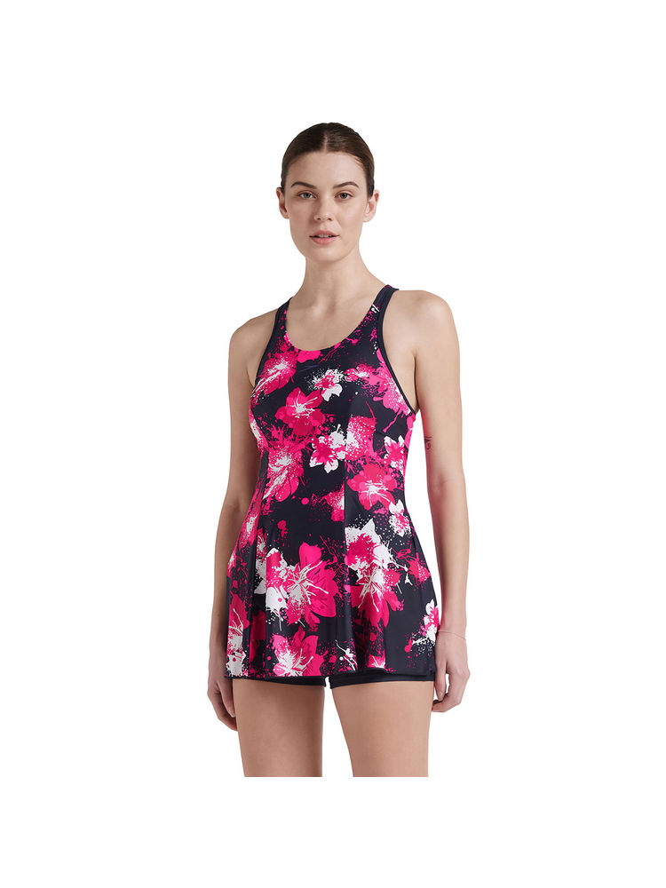 Speedo Women's Endurance10 Racerback Swimdress With Boyleg - Navy & Fluo Pink-picture-7