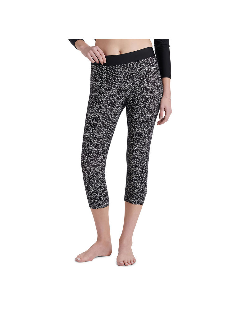 Speedo Women's Endurance10 Printed Contrast Swim Capri - Black & White