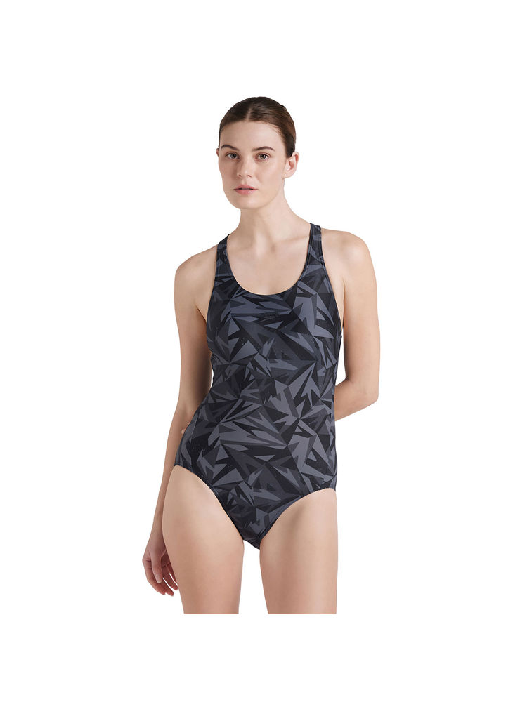 Speedo Women's Endurance10 Hyperboom Printed Racerback One Piece Swimwear - Black & Oxid Grey-picture-39
