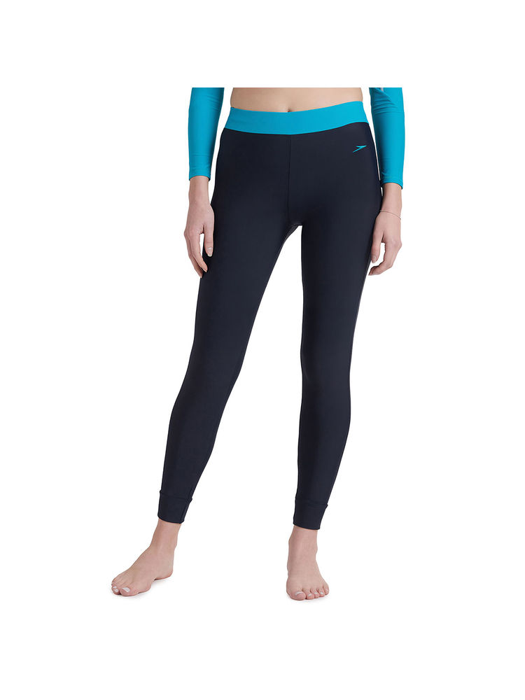 Speedo Women's Endurance10 Solid Contrast Leggings - True Navy & Aquarium