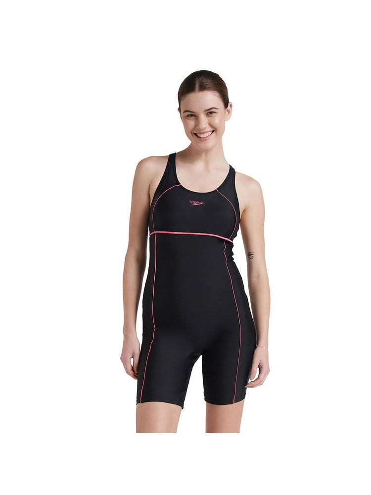 Speedo Women's Endurance10 Classic Racerback Legsuit Swimwear - Black & Fandango Pink-picture-26