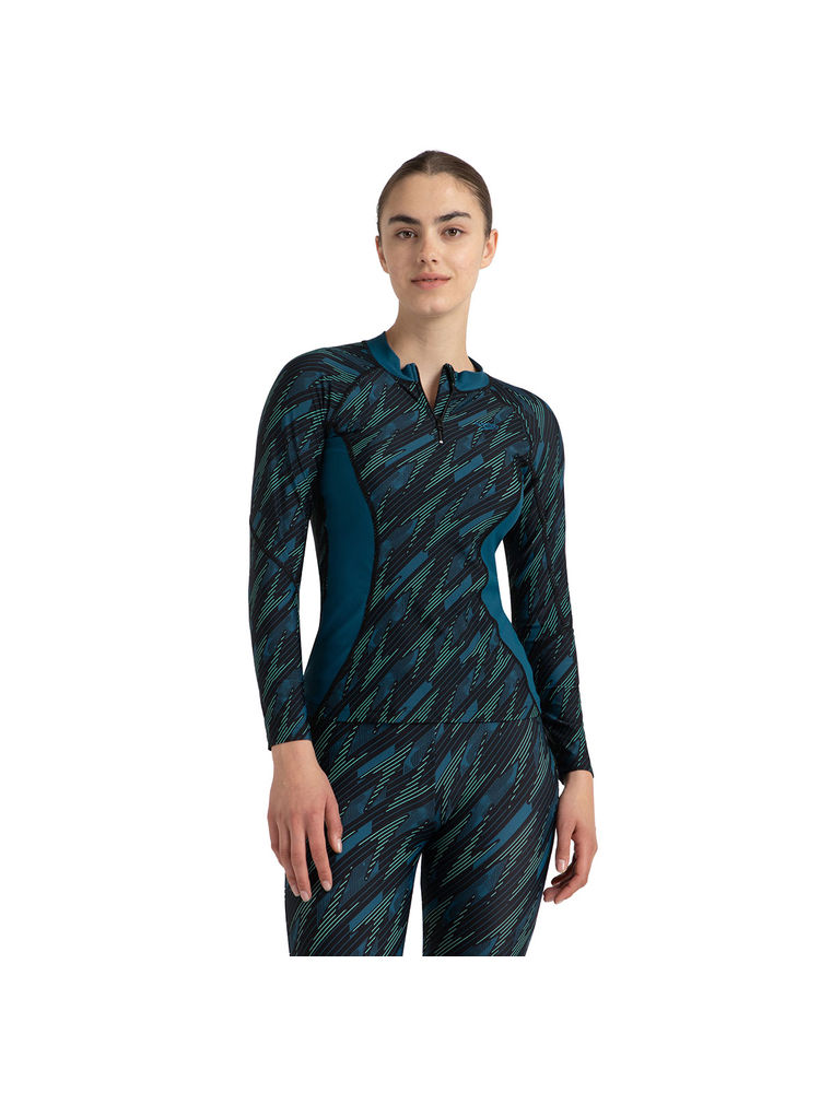 Speedo Womens Endurance10 Hyperboom Print Long Sleeve Suntop - Teal-image-30