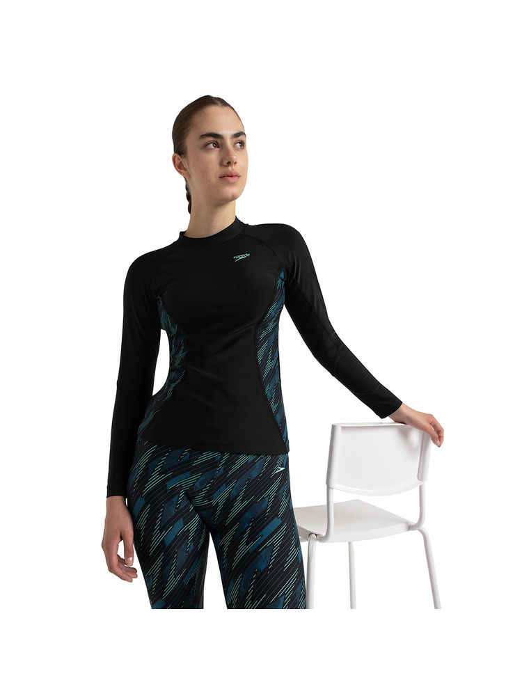 Speedo Womens Endurance10 Hyperboom Splice Print Long Sleeve Suntop - Teal