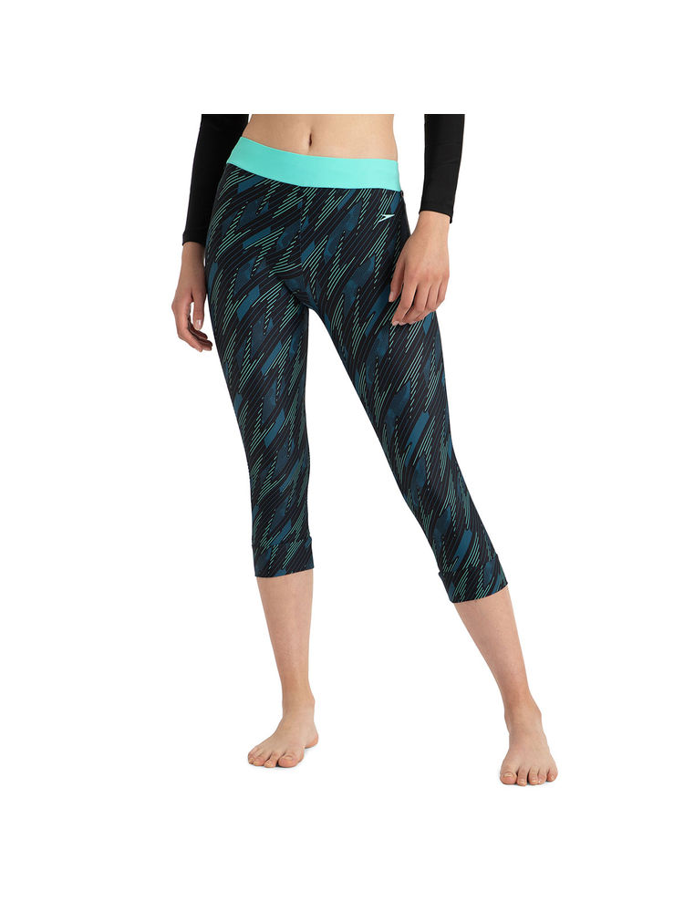 Speedo Womens Endurance10 Hyperboom Print Contrast Swim Capri - Black-image-28