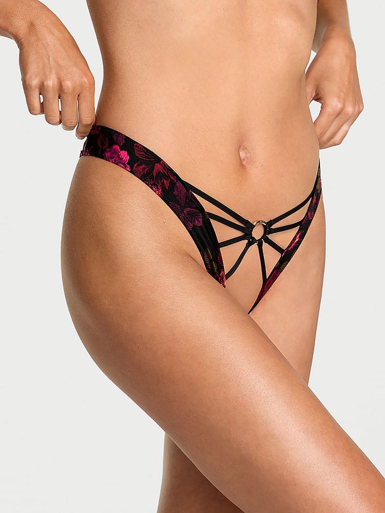 victoria's secret intimates Victoria's Secret Very Sexy Strappy Ring Hardware Crotchless Thong Panty Black-picture-27