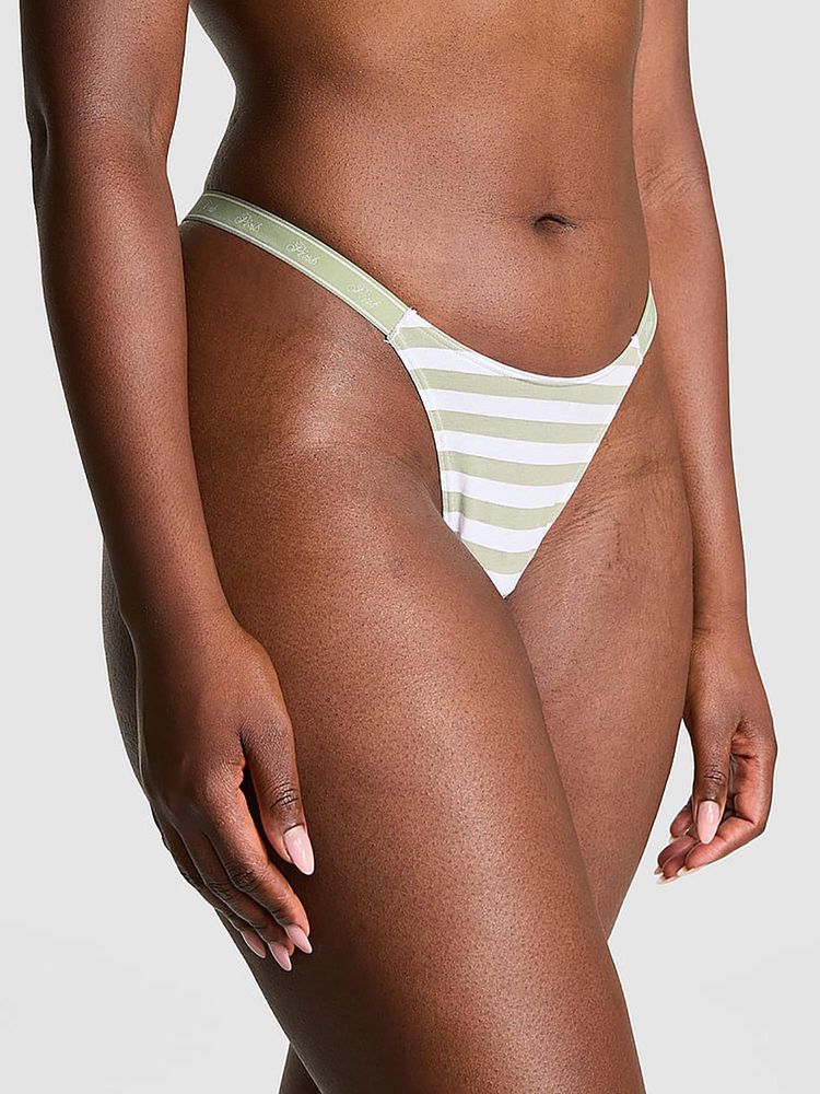 victoria's secret intimates Victoria's Secret PINK Logo Cotton High-Leg Micro Thong Panty Green-picture-27