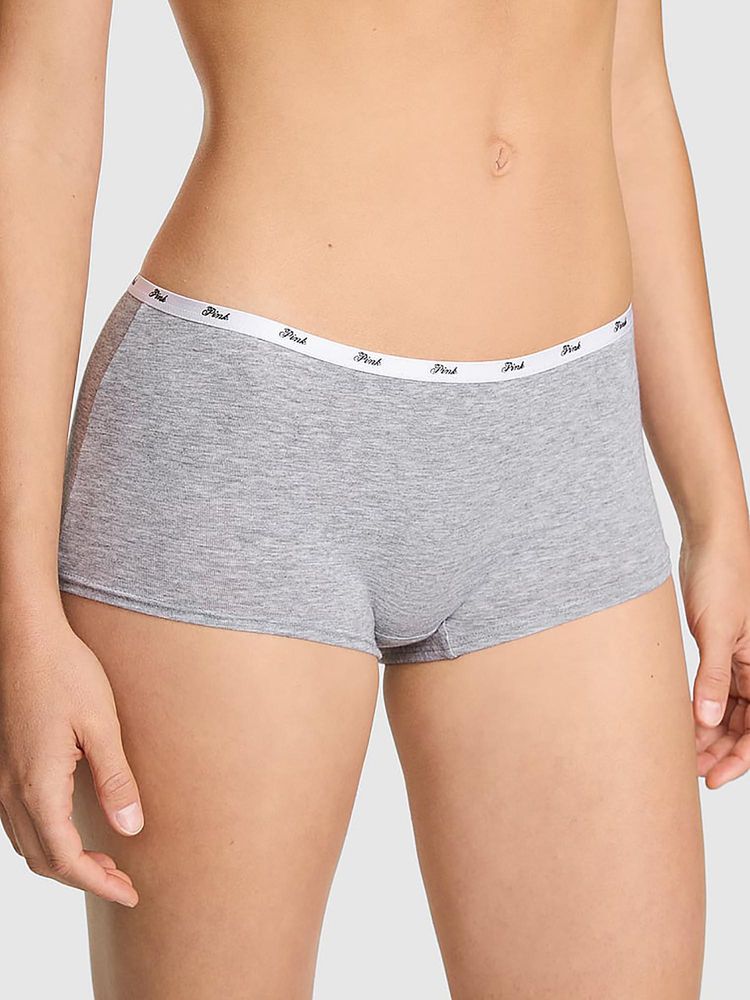 victoria's secret intimates Victoria's Secret PINK Logo Cotton Boyshort Panty Grey-picture-36