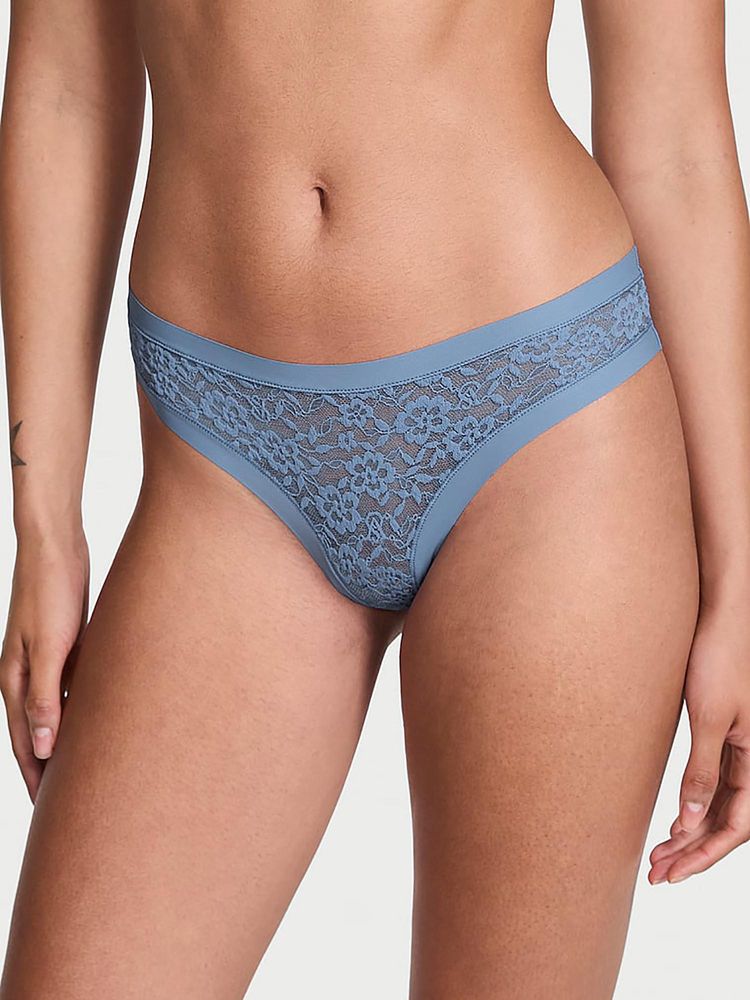 Victoria's Secret No-Show Lacie Thong Panty Blue-image-48