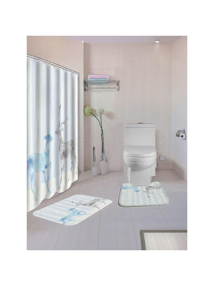 The Better Home Shower Curtain & Bath Mat Set (3Pc) Colorful Antlers-picture-18