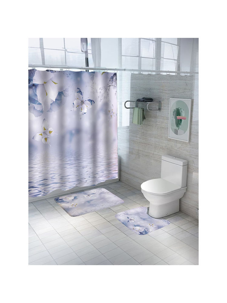 The Better Home Shower Curtain & Bath Mat Set Coral Wings-picture-4
