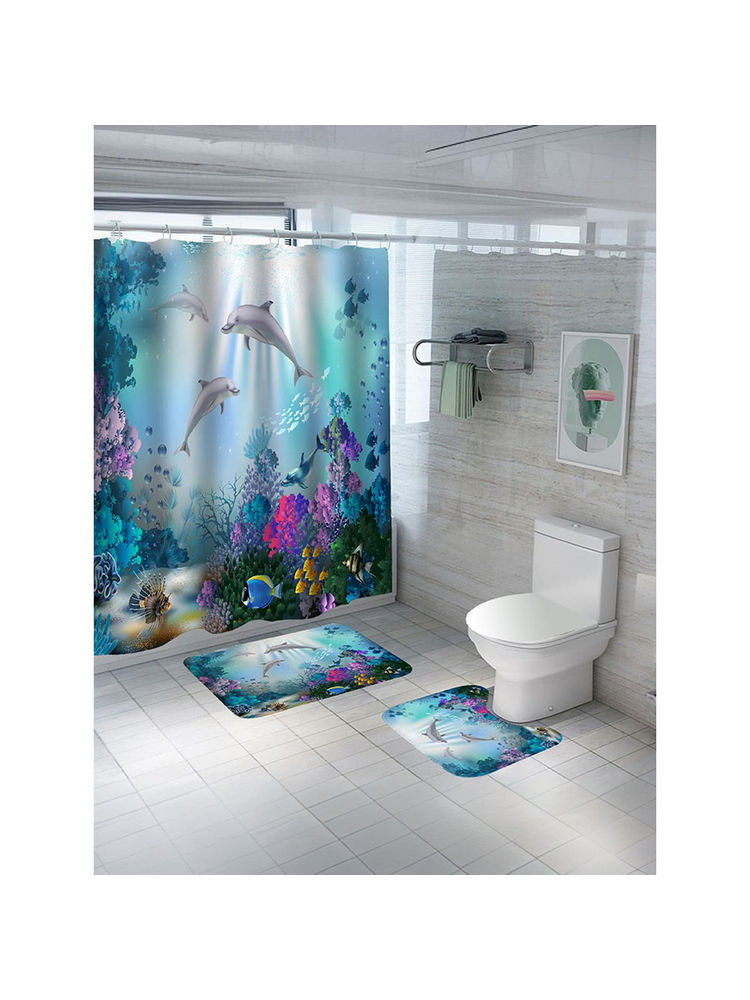 The Better Home Shower Curtain & Bathmat Set (Dolphins)-picture-11