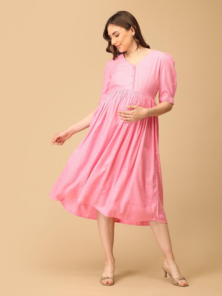 The Mom Store Pink Me Up Maternity And Nursing Dress-image-13