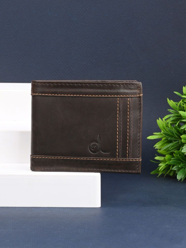 CLOG LONDON Men Brown Solid Flap Closure Two Fold Wallet-picture-13
