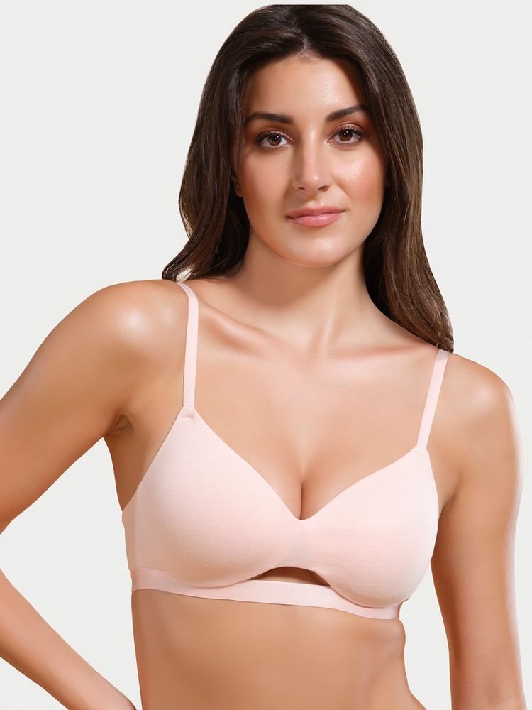 Enamor A032 Invisible Neckline Cotton T-Shirt Bra - Pink-image-29