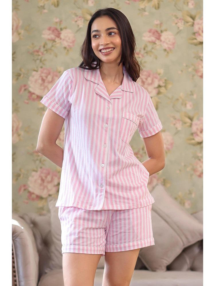 NAP STORY Bubblegum Stripe Half Sleeve Shirt and Shorts-picture-36