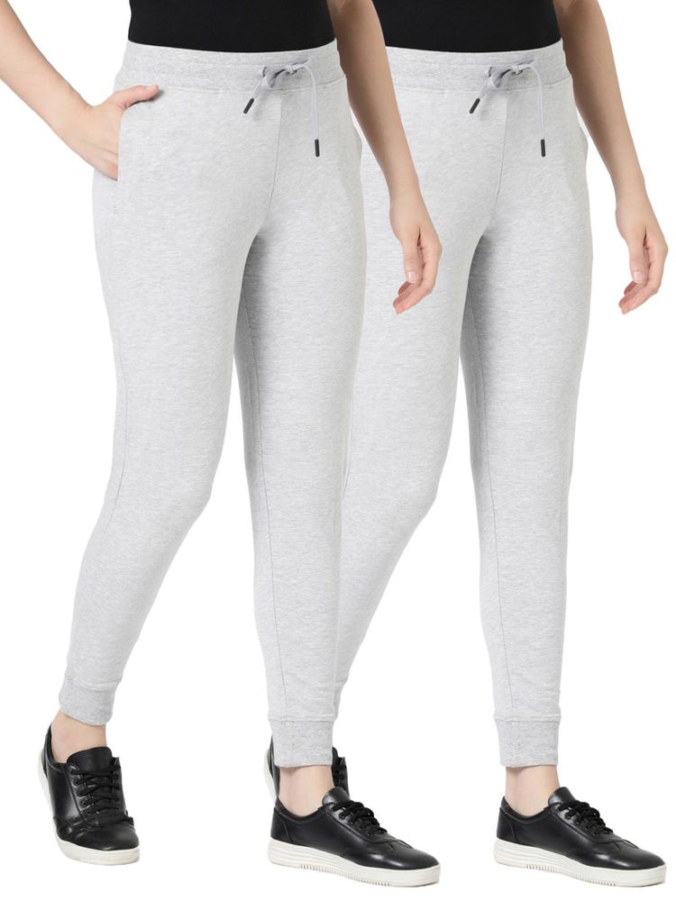 BLOSSOM Womens Stretch Cotton French Terry Joggers Grey (Pack of 2)-picture-18