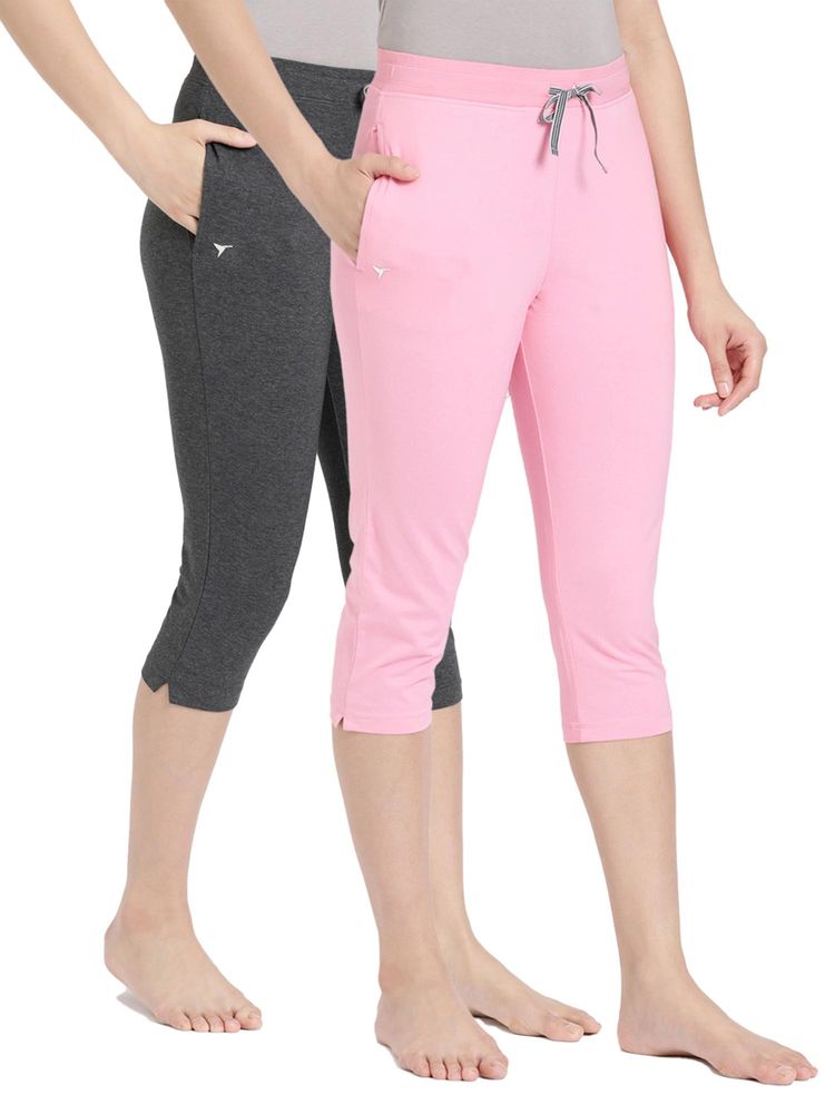BLOSSOM Womens Elastane Premium Soft Stretchable Cotton Capri Multi-Color (Pack of 2)-picture-28