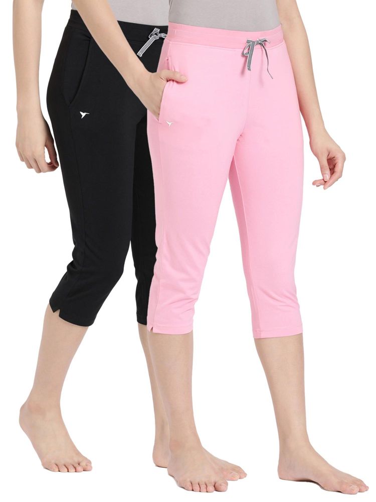 BLOSSOM Womens Elastane Premium Soft Stretchable Cotton Capri Multi-Color (Pack of 2)-image-4