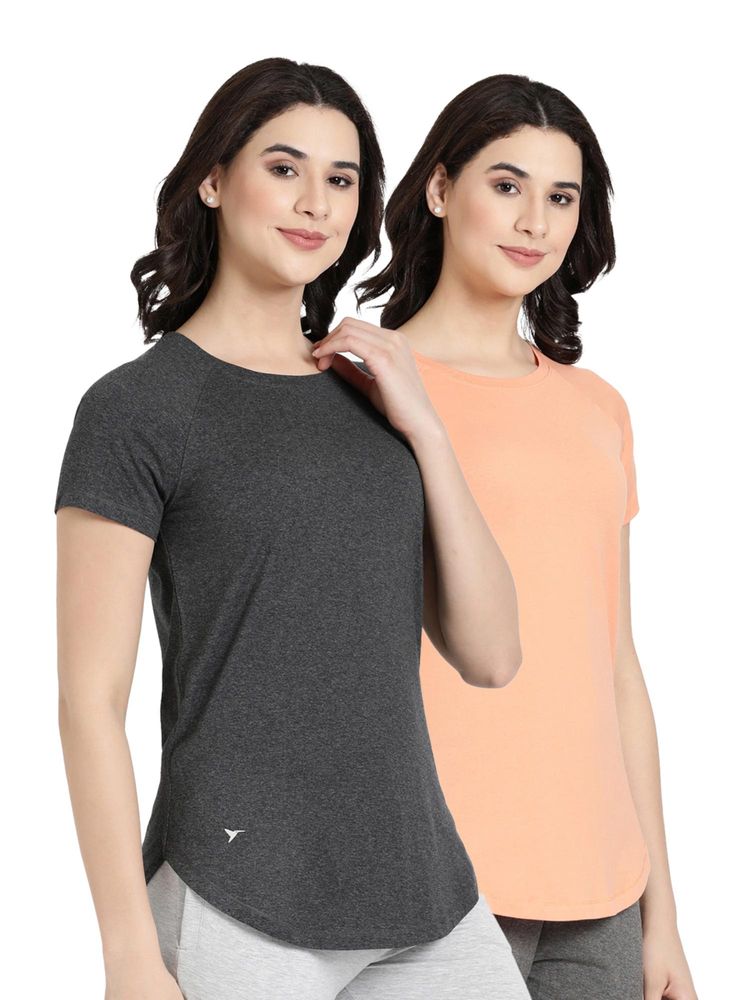 BLOSSOM Womens Stretchable Cotton T-Shirt Multi-Color (Pack of 2)-picture-0