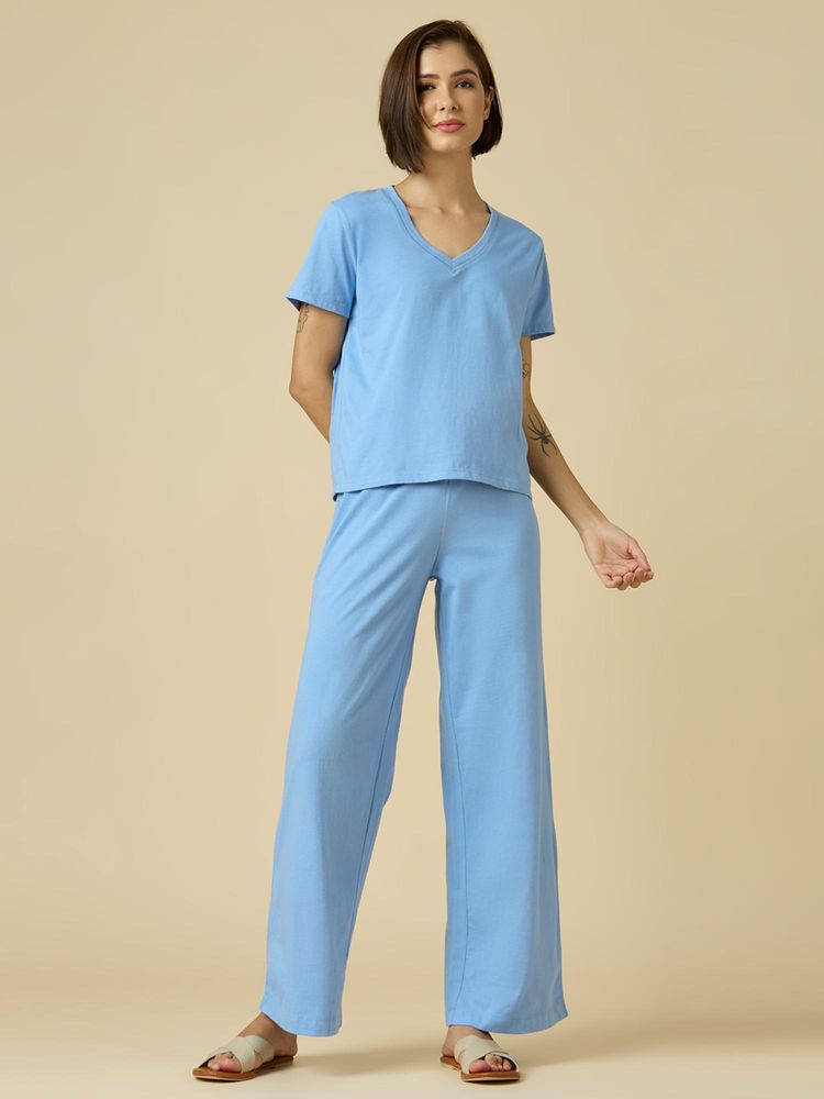 Chemistry V- Neck Essential Nightsuit Blue-picture-20