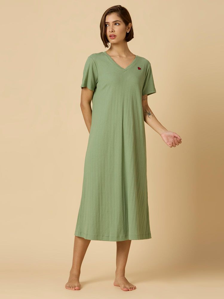 Chemistry Ribbed Knit Nightdress Green-picture-9