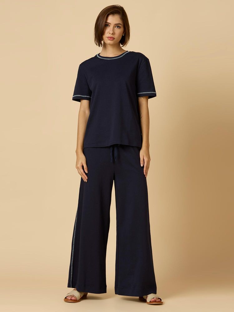 Chemistry Cotton Interlock Jersey Nightsuit Navy Blue-picture-27