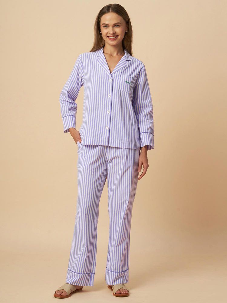 Chemistry Striped Nightsuit Ric Rac Detailing Lavender-picture-27