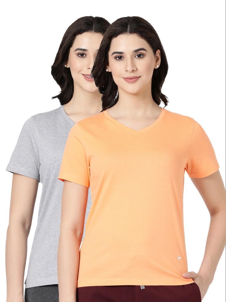 BLOSSOM Womens 100% Knitted Cotton T-Shirt Multi-Color (Pack of 2)-picture-44