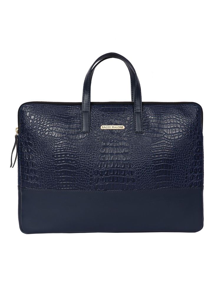 Bagsy Malone Vegan Leather Crocodile Print Unisex Laptop Bag