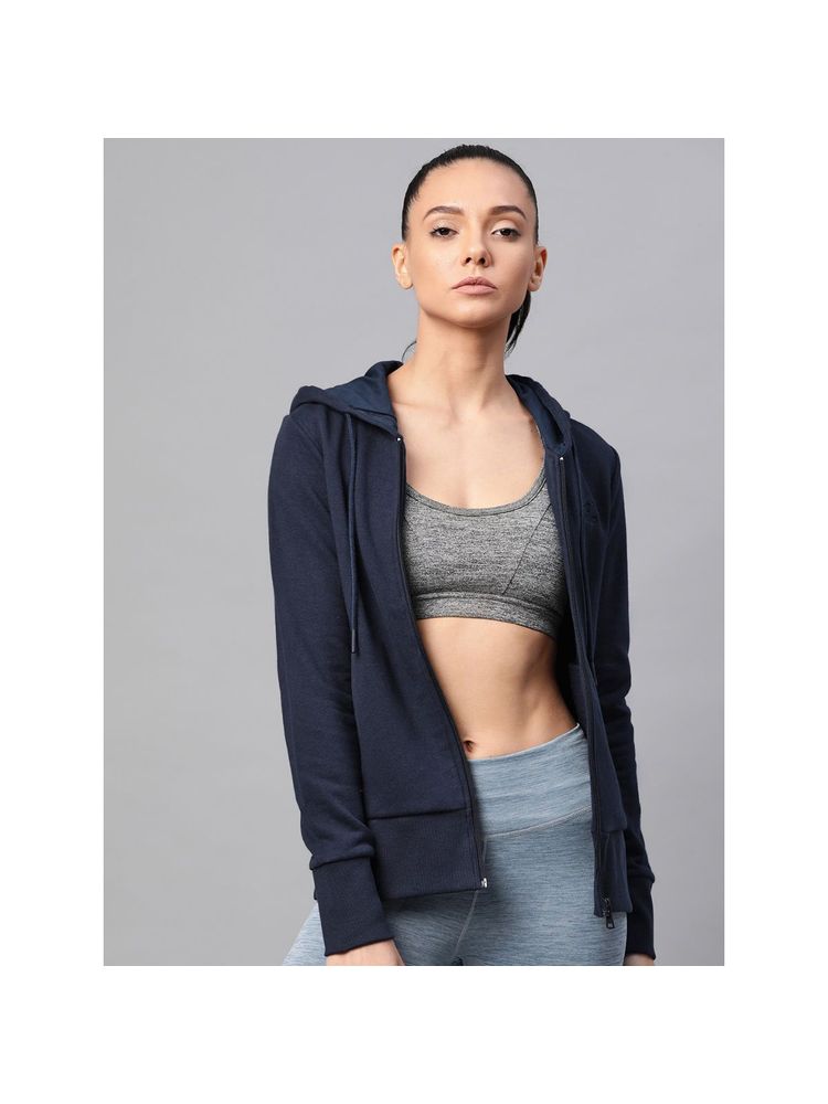 Alcis Women Navy Blue Solid Hooded Sweatshirt-picture-23