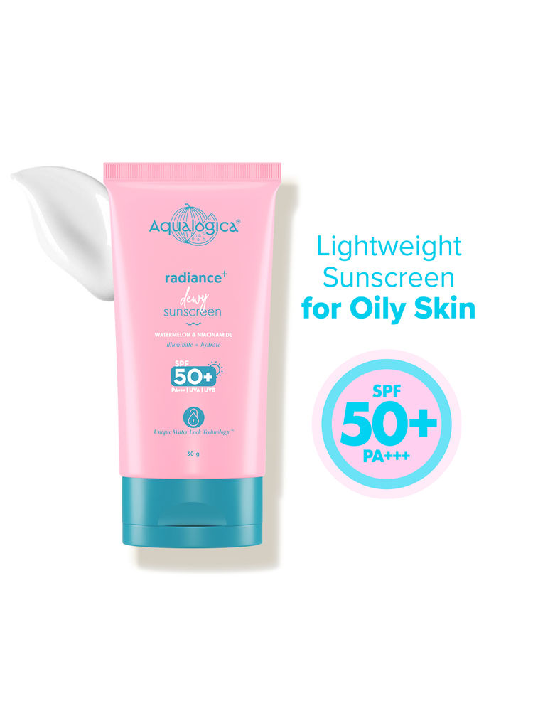 Aqualogica Radiance+ Dewy Lightweight Sunscreen Gel SPF 50+ PA+++ for Oily & Acne-Prone Skin