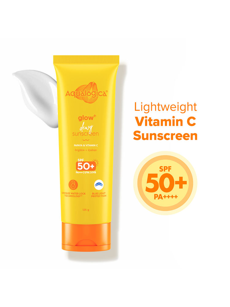 Aqualogica Glow+ Dewy Lightweigh Sunscreen Gel SPF 50+ PA++++ with Papaya & Vitamin C-picture-11