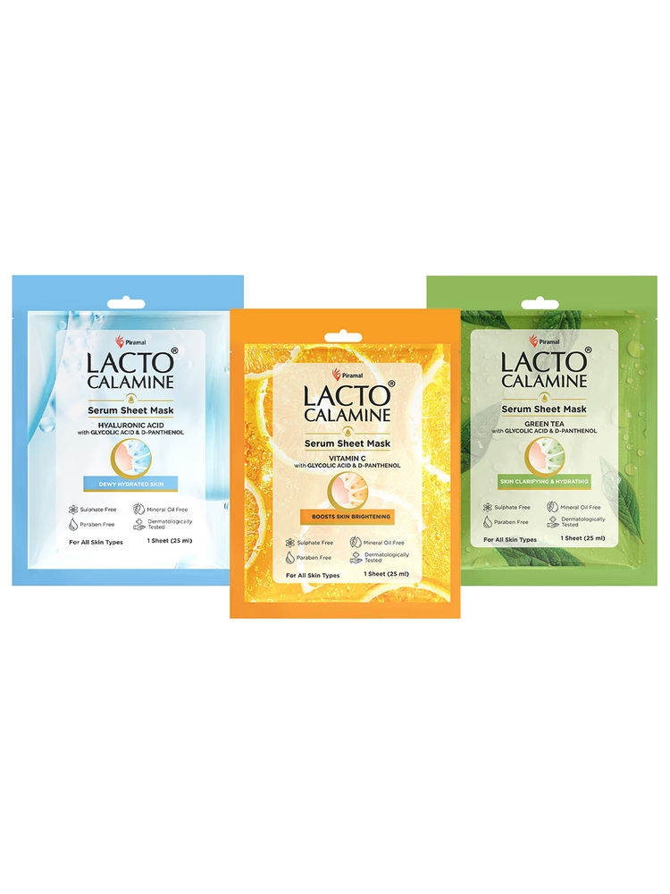 Lacto Calamine Face Sheet Masks-Vit C, Hyaluronic Acid & Green Tea - Pack of 3-picture-13