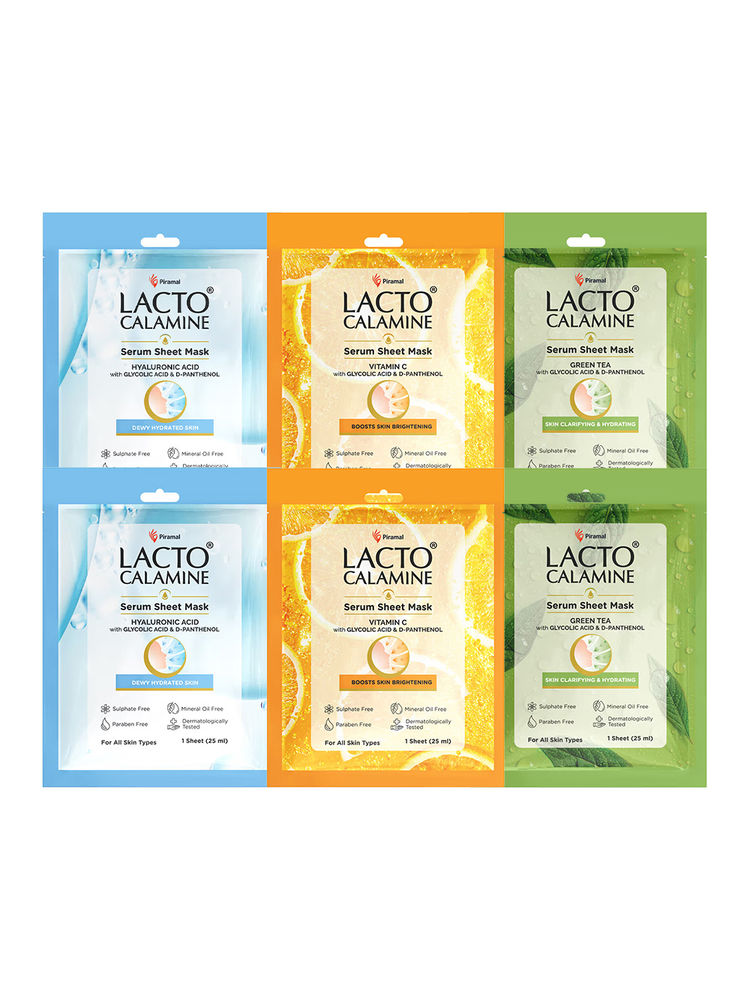Lacto Calamine Face Sheet Masks-Vit C, Hyaluronic Acid & Green Tea - Pack of 6-picture-9