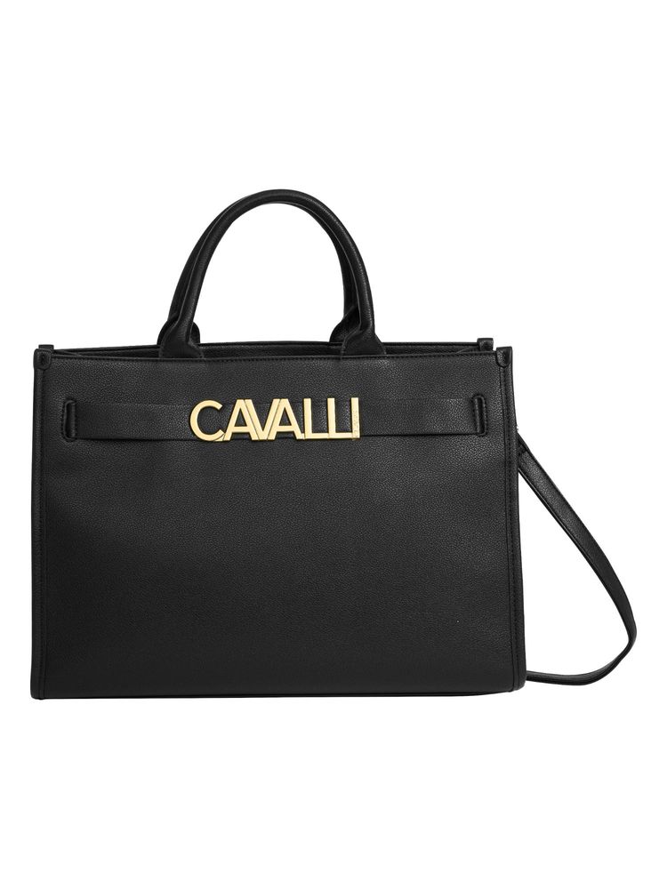 Cavalli Class Black Synthetic Cloe Tote Bag with Detachable Strap