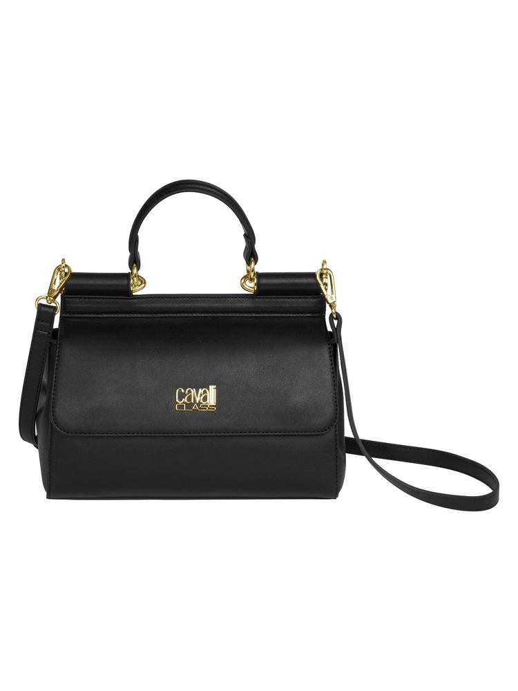 Cavalli Class Black Synthetic Camelia Satchel Bag with Detachable Strap-picture-20