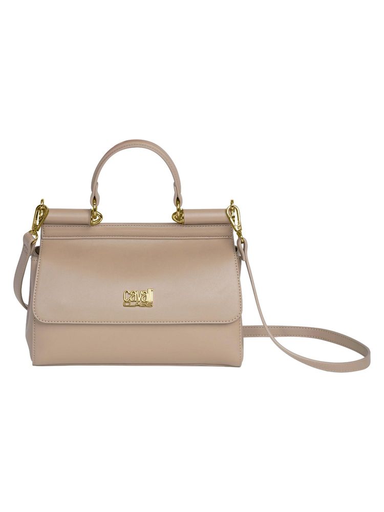Cavalli Class Nude Synthetic Camelia Satchel Bag with Detachable Strap-picture-22