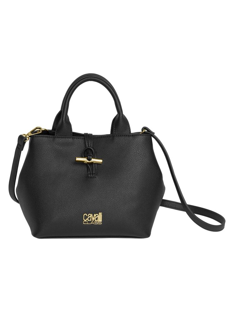 Cavalli Class Black Synthetic Mara Satchel Bag with Detachable Strap-picture-25