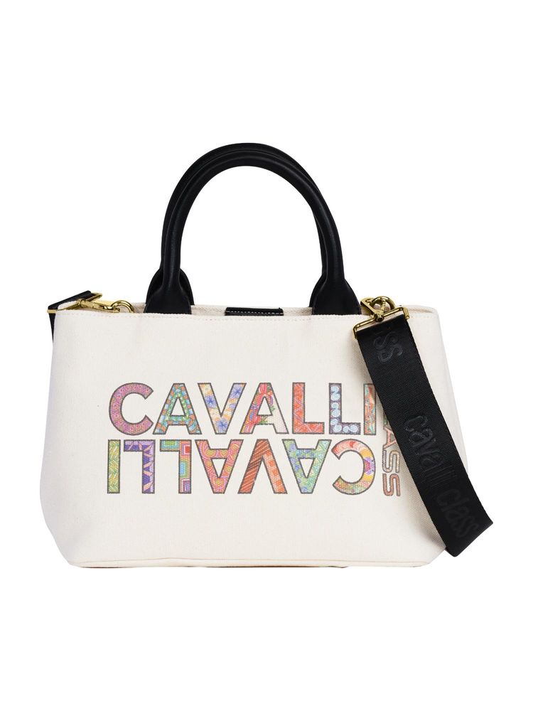 Cavalli Class Off White Synthetic Carmela Satchel Bag with Detachable Strap-image-42