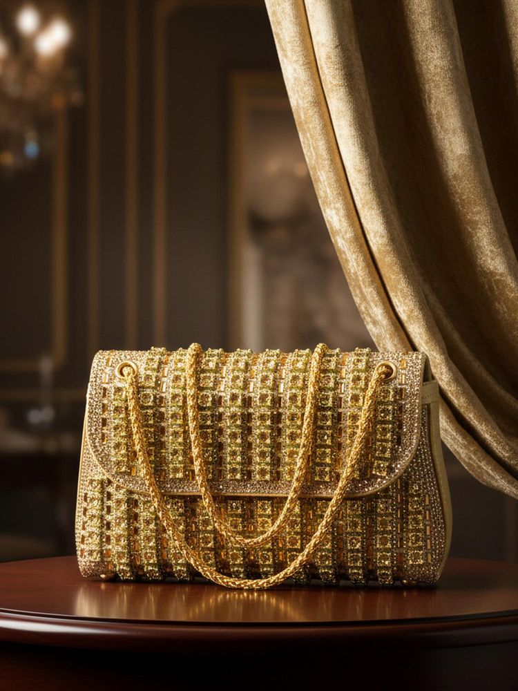 Sassora Synthetic Leather With Stone And Bead Work Party Sling Bag (Small)