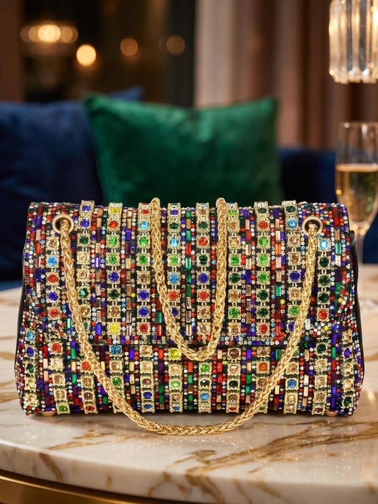 Sassora Synthetic Leather With Stone And Bead Work Party Sling Bag (Small)-picture-46
