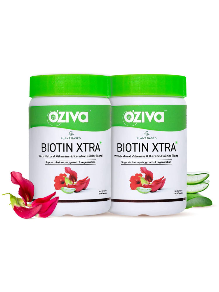 Oziva Plant Based Biotin Xtra With Keratin Builder For Hair Repair & Regeneration (Pack of 2)-picture-14