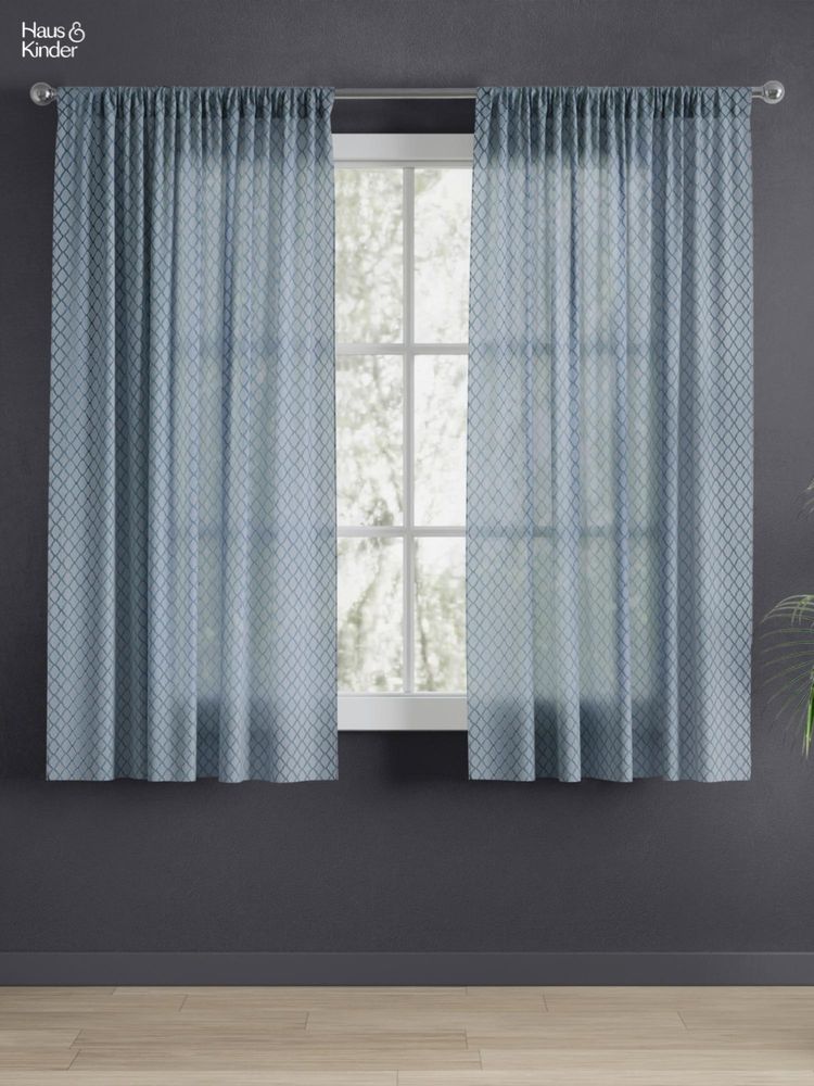 Haus & Kinder Signature Silver Mesh Sheer Jacquard Curtains , Rod Pocket, 105 GSM-picture-25