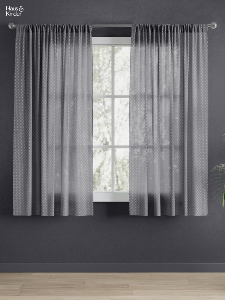 Haus & Kinder Signature Silver Ripple Sheer Jacquard Curtains , Rod Pocket, 130 GSM (Pack of 2)-picture-28