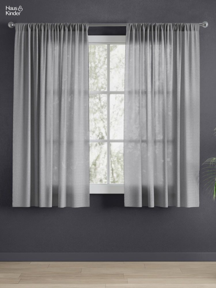 Haus & Kinder Signature Ocean Ripple Sheer Jacquard Curtains , Rod Pocket, 130 GSM (Pack of 2)-picture-4