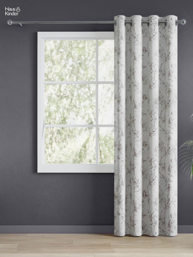 Haus & Kinder Signature Whispering Vines White Sheer Door Curtain, Eyelets7 Feet-picture-39