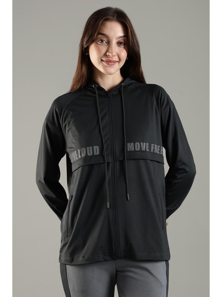 DOMIN8 Women's Raglan Sleeve Hoodie with Stylish Flap and Functional Zipper Pockets-Black-picture-28