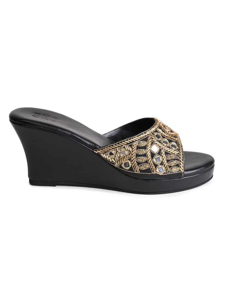 SKO Aayna Black Wedges-image-12