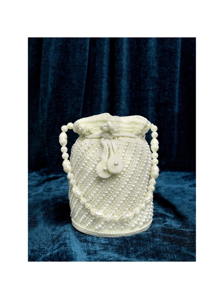 Peora Potli Bags Handmade Evening Wristlet Handbags Stylish Bridal Purse White - P116W-picture-13