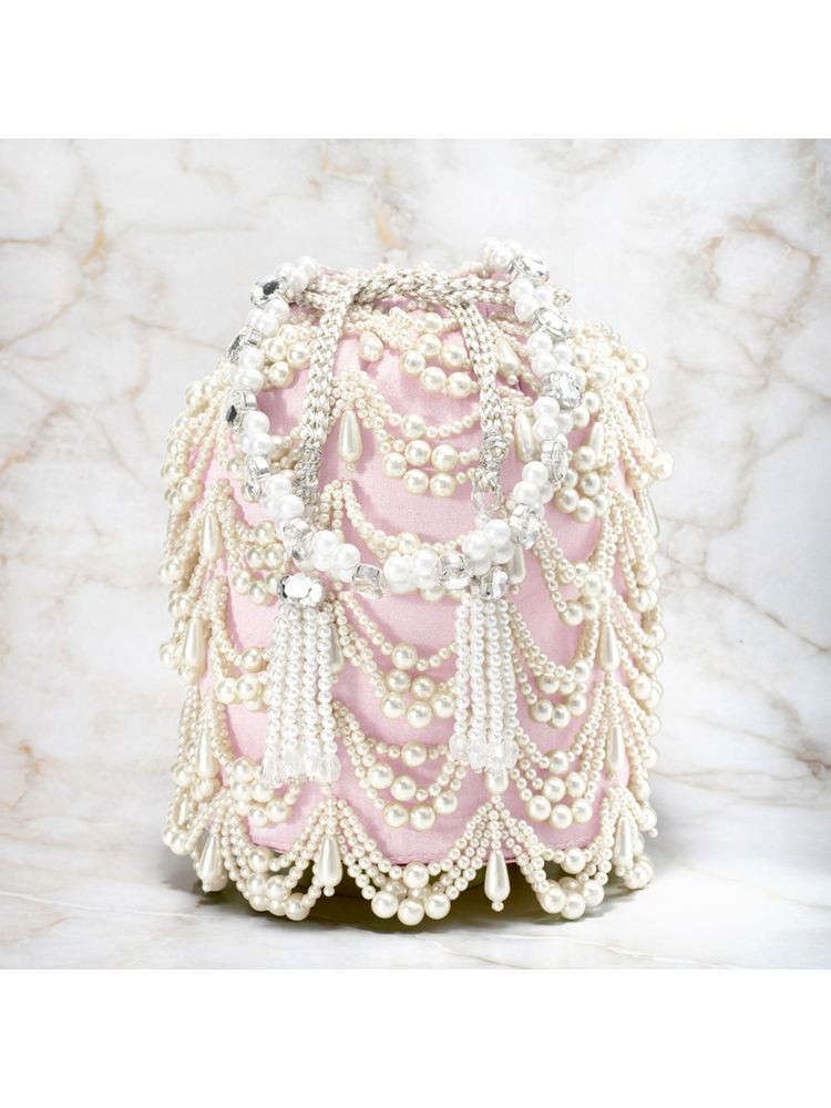 Peora Potli Bags Evening Bags Ethnic Bride Purse with Drawstring Pink - P45PK-picture-49